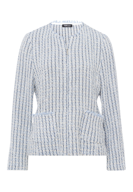 Frank Walder Blue Tweed Zip Up Jacket