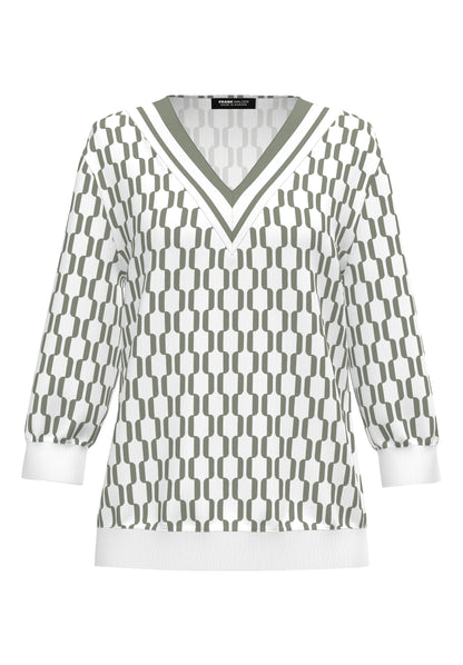 Frank Walder V-Neck Khaki Green Top