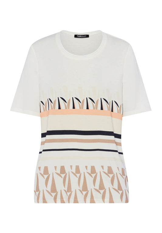 Frank Walder Cream and Tonal Print Blouse