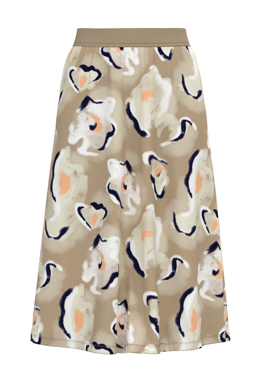 Frank Walder Neutral Flower A-Line Skirt