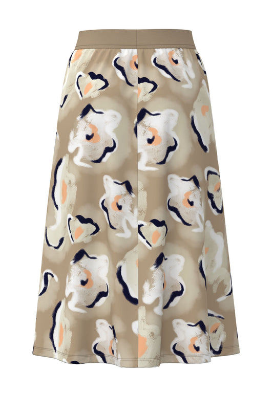 Frank Walder Neutral Flower A-Line Skirt