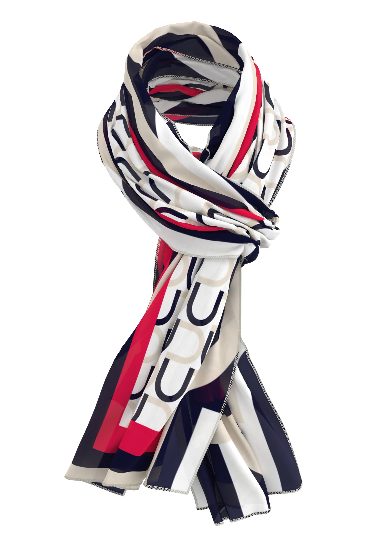 Frank Walder Navy and Red Pattern Scarf