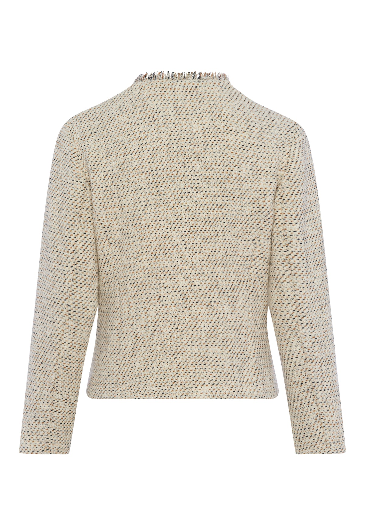 Frank Walder Textured Tweed Jacket with Fringe Trim