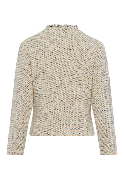 Frank Walder Textured Tweed Jacket with Fringe Trim