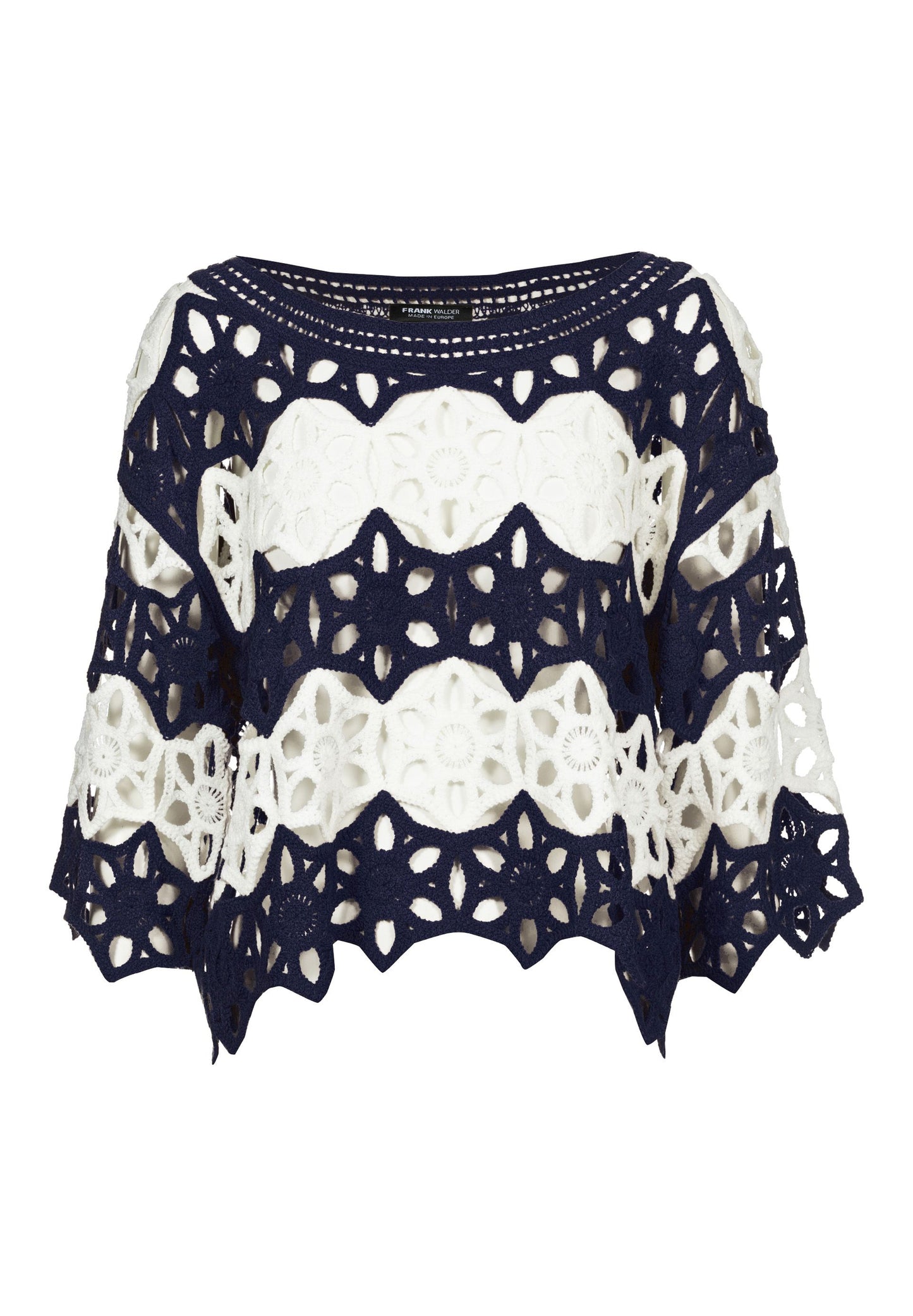 Frank Walder Black and White Crocheted Texture Jumper