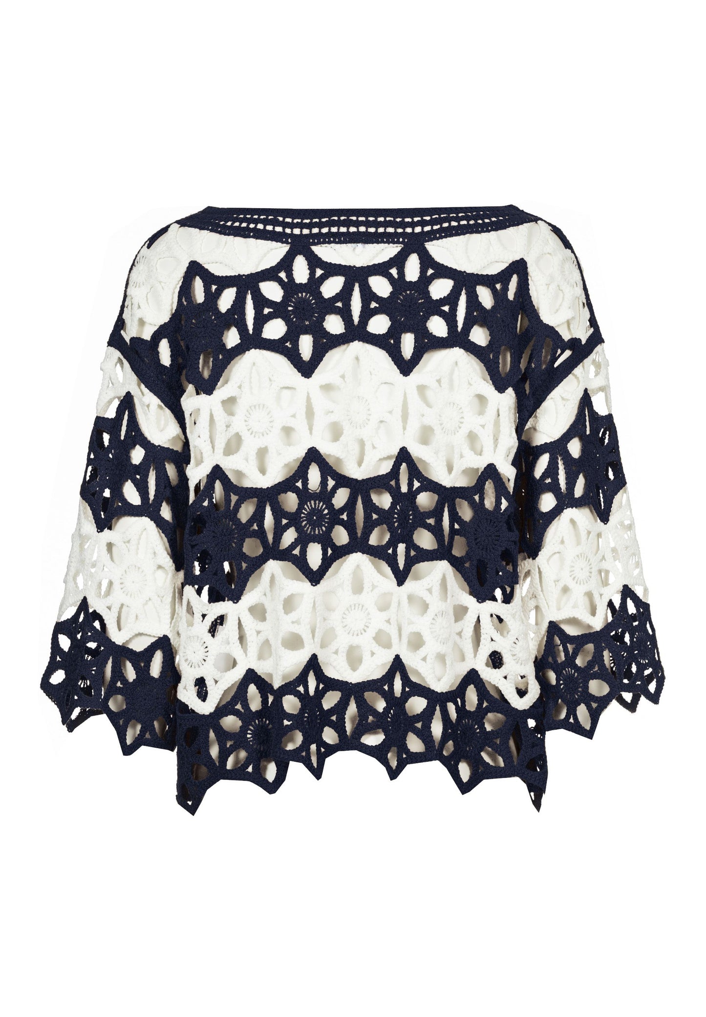 Frank Walder Black and White Crocheted Texture Jumper