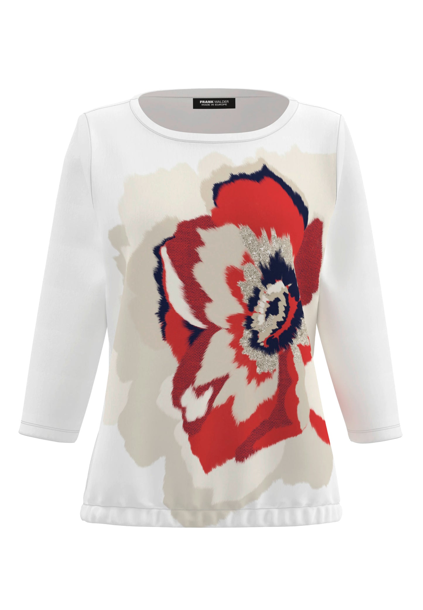 Frank Walder Red and Navy Motif Top