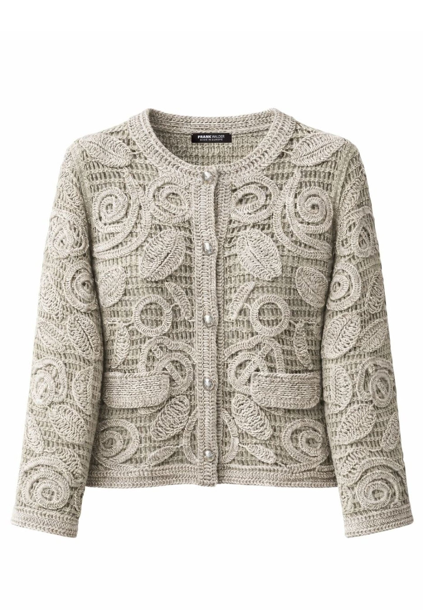 Frank Walder Grey Textured Knit Cardigan