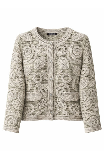Frank Walder Grey Textured Knit Cardigan