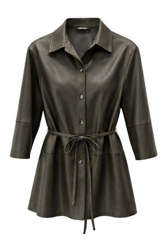 Frank Walder Faux Leather Shacket
