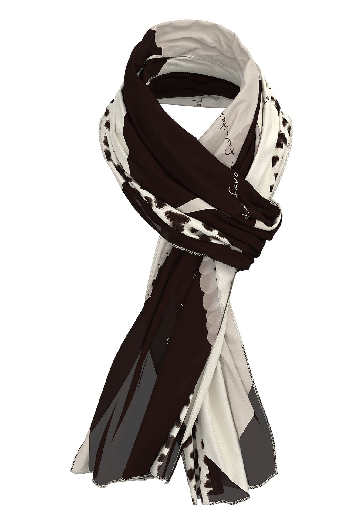 Frank Walder Graphic Print Taupe Lightweight Scarf