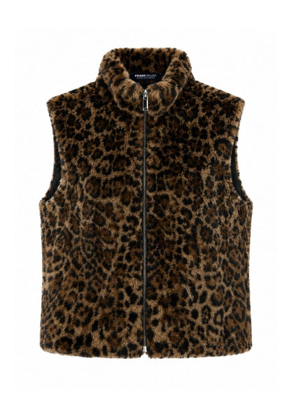 Frank Walder Leopard Faux Fur Waistcoat Gilet