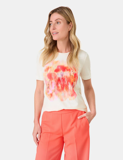 Gerry Weber Orange and Pink Motif Jersey Top