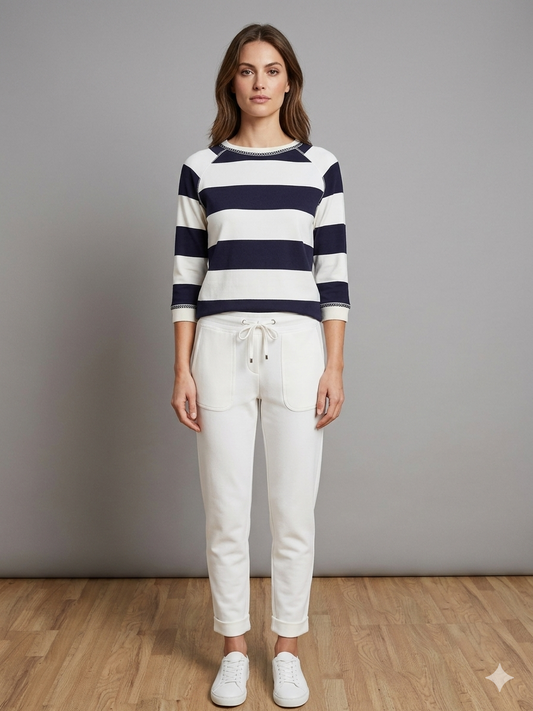 SANI BLU Navy and Cream Stripe Sweatshirt