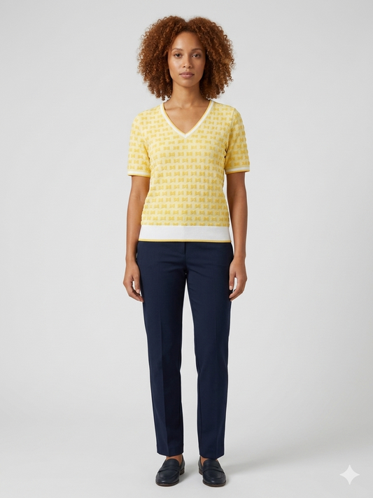 LEO&UGO Yellow V-Neck T-Shirt
