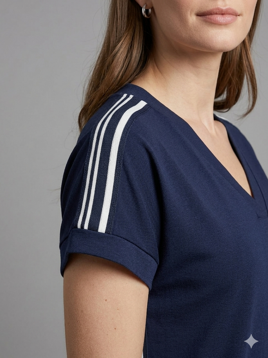 SANI BLU Navy V-Neck Leisure Dress