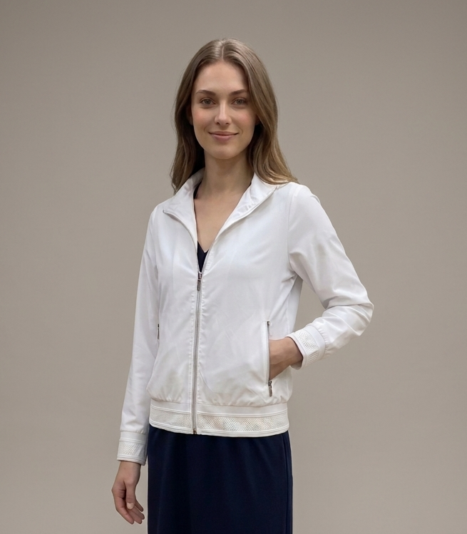 SANI BLU White Zip Up Shell Jacket