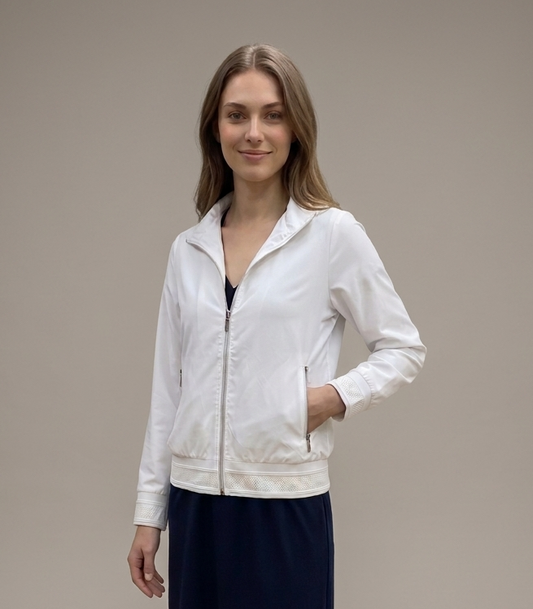 SANI BLU White Zip Up Shell Jacket