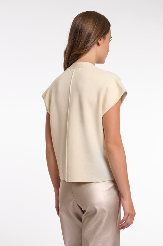 Rino&Pelle Cream Sleeveless Knit Cardigan