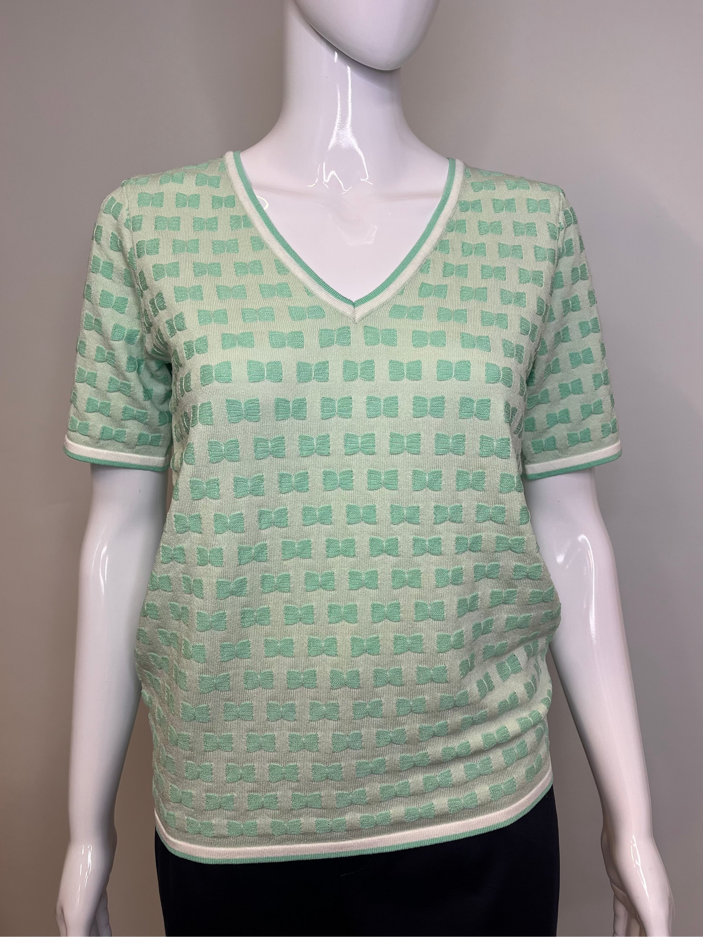 LEO&UGO Mint V-Neck Knit T-Shirt