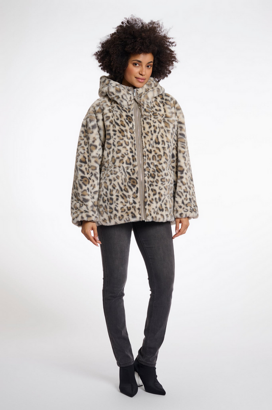 Rino&Pelle Light Pebble and Leopard Reversible Jakcet