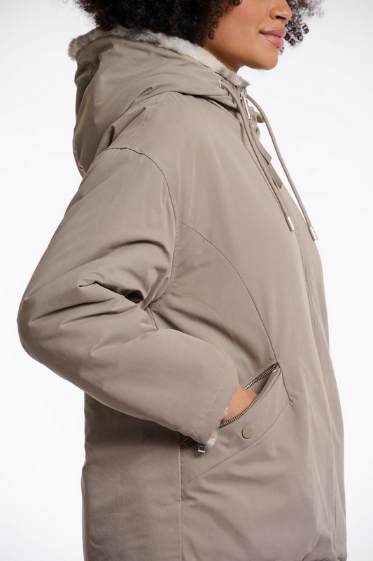 Rino&Pelle Light Pebble and Leopard Reversible Jakcet
