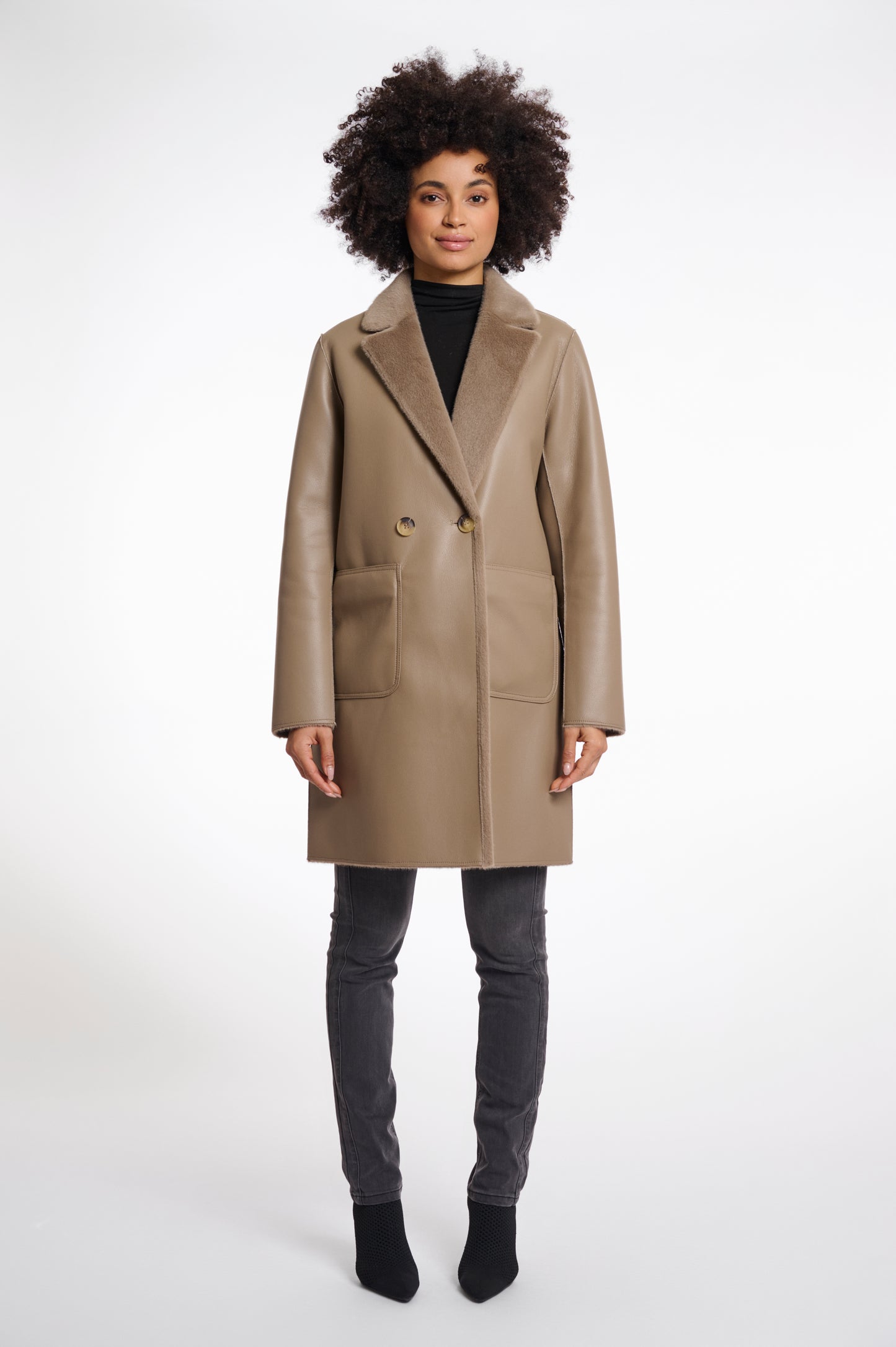 Rino&Pelle Taupe Reversible Long Coat