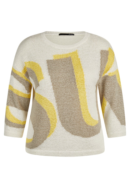 Le Comte Lemon and Taupe Intarsia Knit Jumper