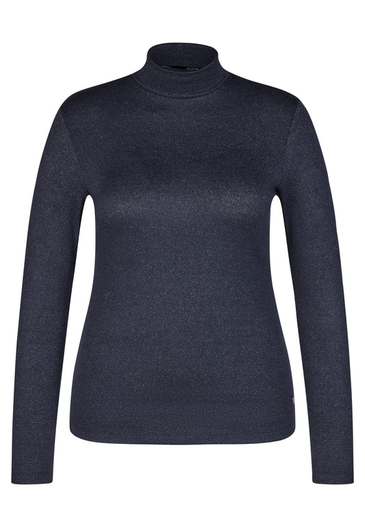 Le Comte Navy Shimmer Turtleneck Top