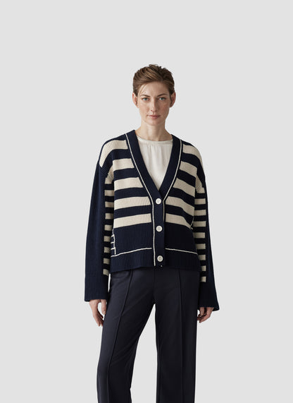 Le Comte Navy Stripe Knit Cardigan