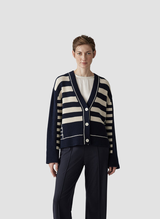 Le Comte Navy Stripe Knit Cardigan