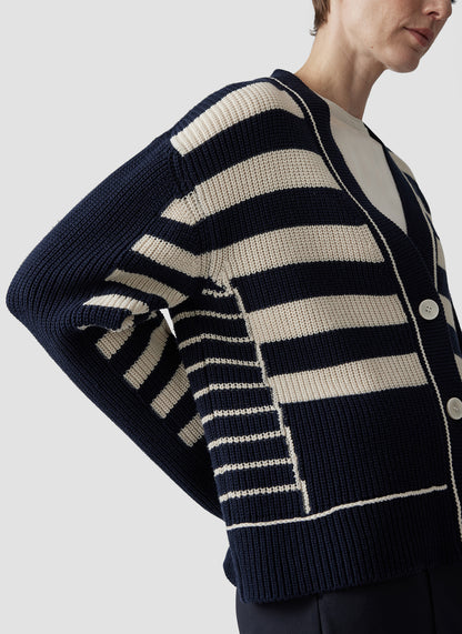 Le Comte Navy Stripe Knit Cardigan