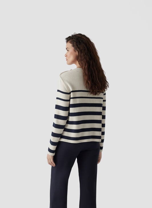 Le Comte Navy Striped Cream Knit Jumper