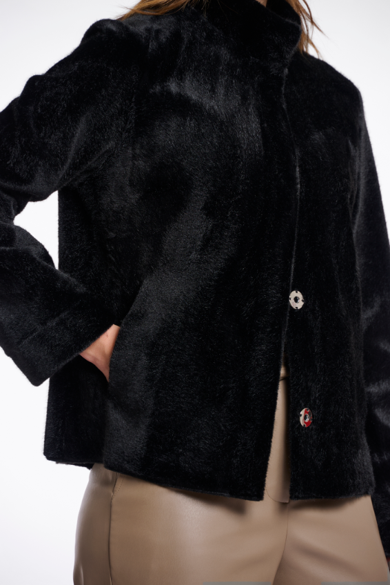 Rino&Pelle Black Short Faux Fur Jakcet