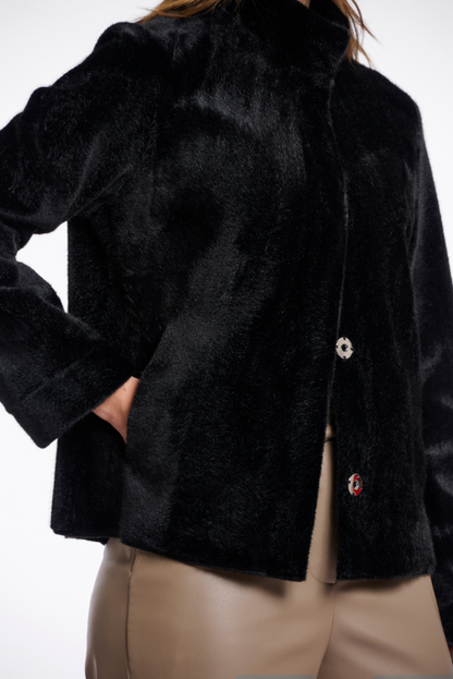 Rino&Pelle Black Short Faux Fur Jakcet