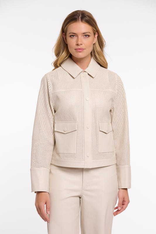 Rino&Pelle Perforated Cream Leather Jacket
