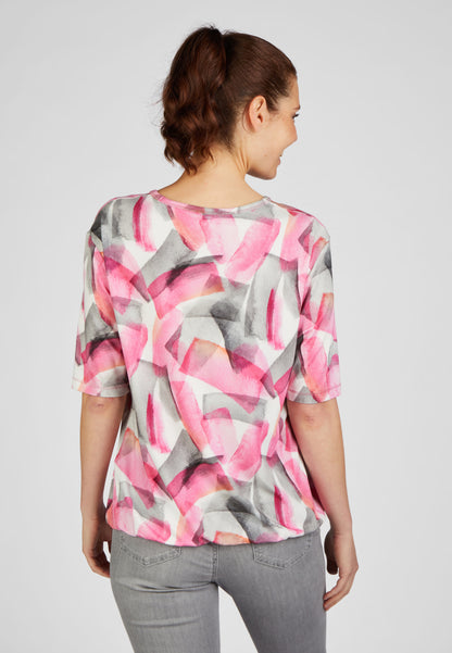 RABE Grey and Pink Tie Hem T-shirt