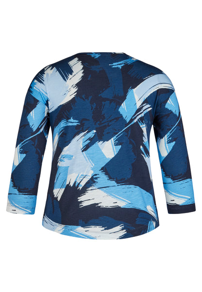 RABE Abstract Print Blue Top