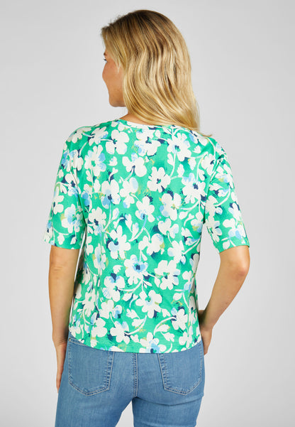 RABE Green Floral Print Jersey T-Shirt