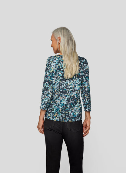 RABE Circle Print Black Top