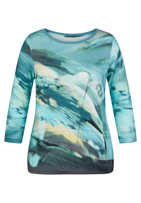 RABE Turquoise Wave Print Top