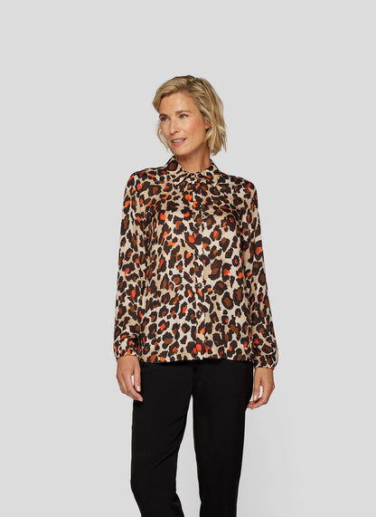 RABE Red Leopard Button Shirt