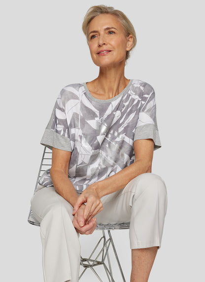 RABE Grey Foil Motif Top