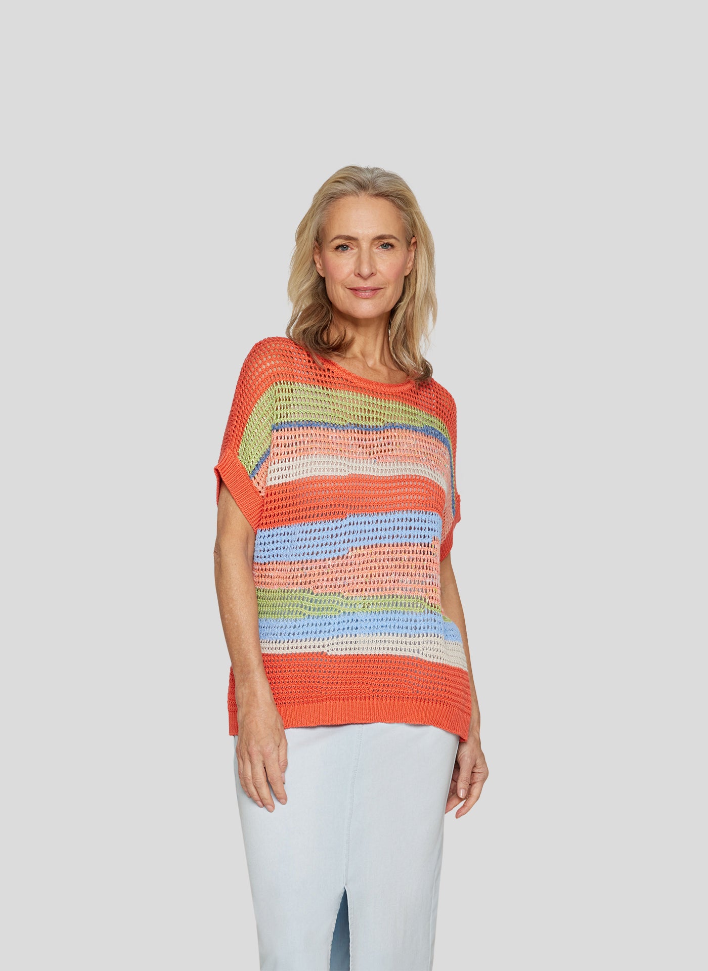 RABE Orange Striped Sleeveless Knit Vest