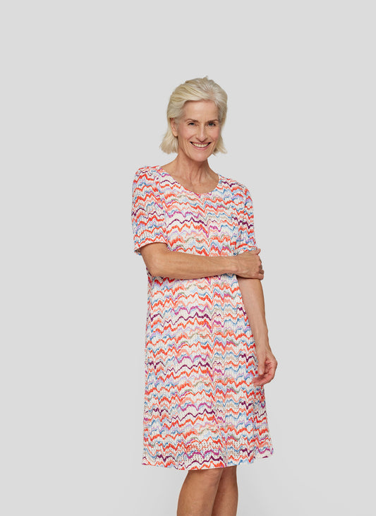 RABE Orange and Blue Printed Short Dress