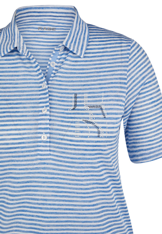 RABE Blue Stripe Polo Shirt Top