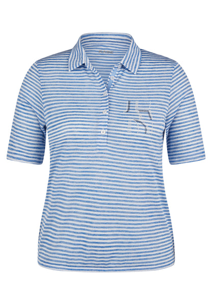 RABE Blue Stripe Polo Shirt Top