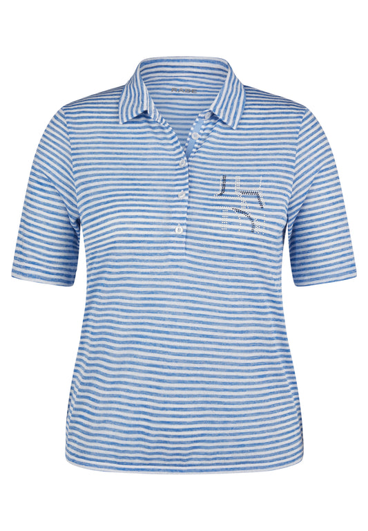 RABE Blue Stripe Polo Shirt Top