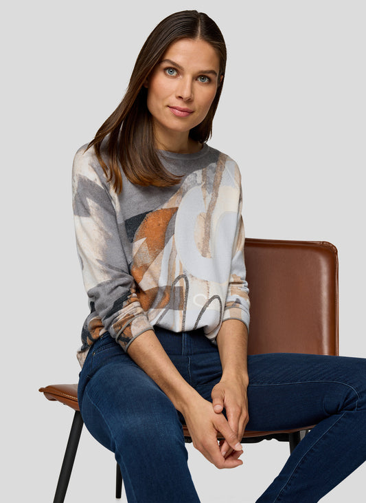 RABE Grey and Taupe Fine Knit Jumper