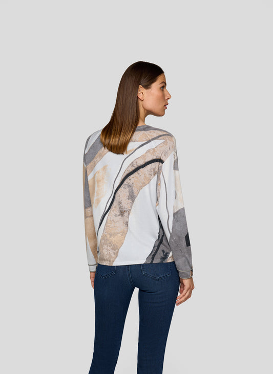 RABE Grey and Taupe Fine Knit Jumper